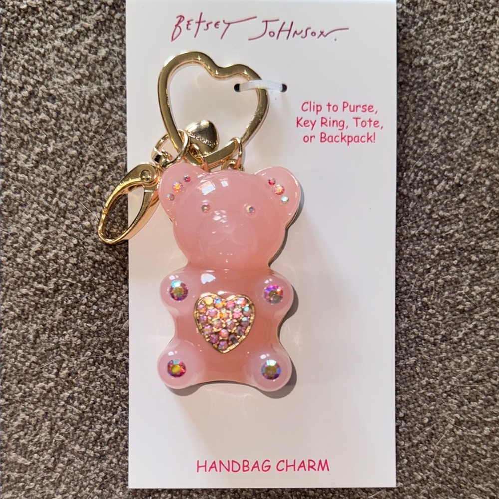 Betsey Johnson Pink Bear Handbag Charm